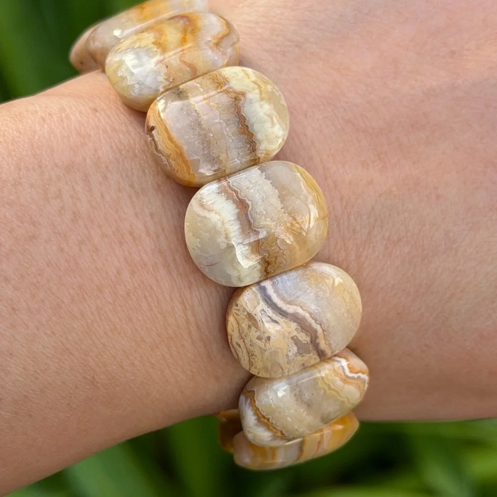Stretchable‎ crazy lace agate soft bangle 0910